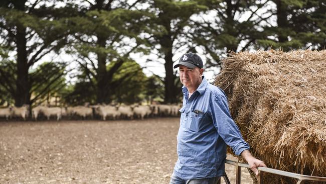 Darren Schurmann runs a sheep farm across 5000ha at Strathkellar with his wife Kylie. Picture: Dannika Bonser