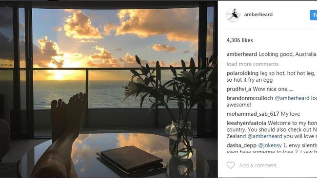 Amber Heard posted this pic on Instagram on the Gold Coast.