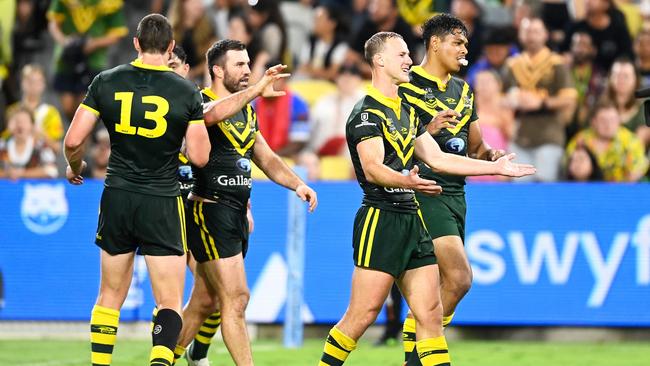 The Kangaroos will need to fix a few things in attack ahead of their showdown with New Zealand next week. Picture: Ian Hitchcock/Getty Images