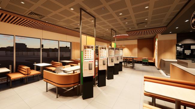 Renders of the new interior for McDonald's Minyama. Photo: DM2 Architecture