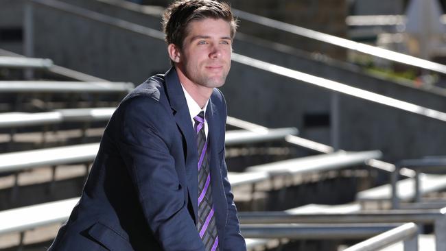 Collaroy Rugby Player Dan McIntyre is back at work after his rugby injury. Picture: Adam Ward.