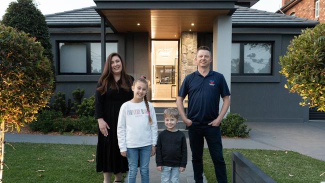 Scott and Rachelle Spence, with kids Chanelle and Nathan, resold their renovated house for $2.5m more than they paid in 2020. Picture: Brendan Read