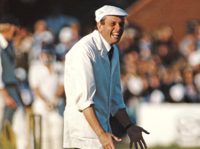 Dickie Bird remains cricket’s most iconic umpire. Picture: Adrian Murrell/Allsport/Getty Images