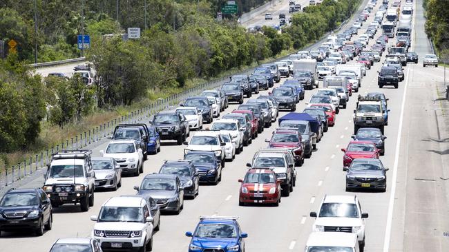 Lines of traffic travelling south on the M1 near Exit 49 this morning. Pic Tim Marsden