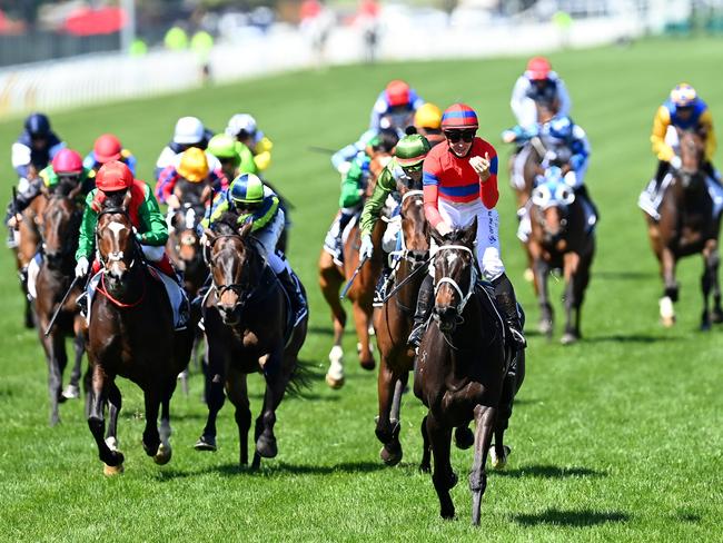 James Mcdonald riding #4 Verry Elleegant wins race 7, the Lexus Melbourne Cup. Picture: Quinn Rooney/Getty Images