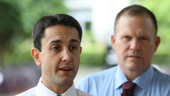 Then Member for Mundingburra, David Crisafulli with former Member for Barron River, Michael Trout both served as MP under former premier Campbell Newman. Picture: Brendan Francis