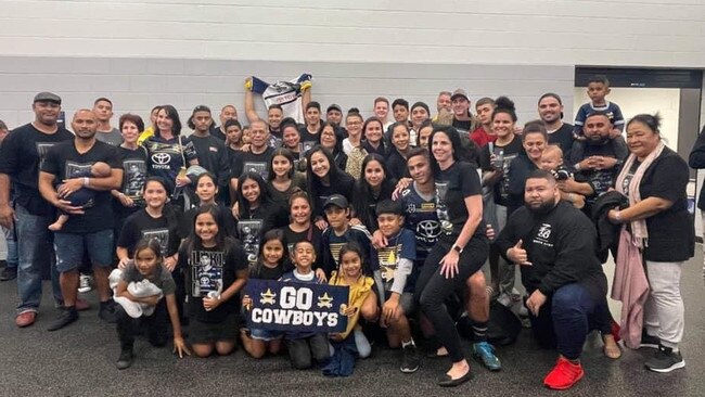 Heilum Luki and his cheer squad after his NRL debut. Picture: Supplied