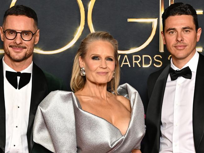 SYDNEY, AUSTRALIA - AUGUST 18: Darren Palmer, Shaynna Blaze and Marty Fox 11attends the 64th TV WEEK Logie Awards at The Star on August 18, 2024 in Sydney, Australia. (Photo by James Gourley/Getty Images for TV WEEK Logie Awards)