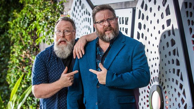 AACTA Launch.The Australian Academy of Cinema and Television Arts (AACTA) launch their exciting AACTA Festival program at HOTA on the Gold Coast. AACTA's 2025 Festival Ambassadors Clayton and Shane Jacobson at HOTA on the Gold Coast.Picture: Nigel Hallett