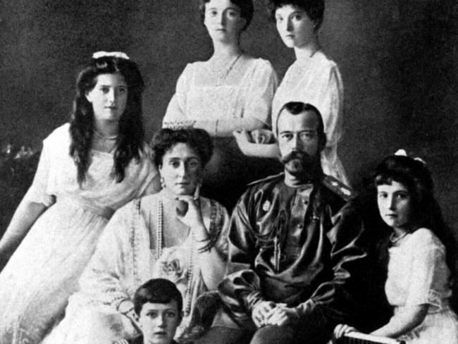 Last Russian Tsar Nicholas II with wife Tsarina Alexandra, daughters Princess Olga, Princess Tatiana, Princess Marie and son Crown Prince Alexei.