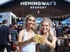 Josie Krishnasamy and Emma Binns enjoy a Coral Sea light saber lager at the Cairns Craft Beer Festival, held at Hemmingway's Brewery. Picture: Brendan Radke