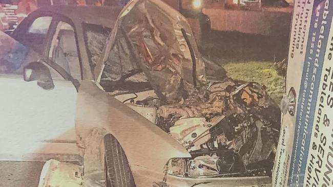 Sheldon Wade Andrew crashed his car into the business ute of a local company.