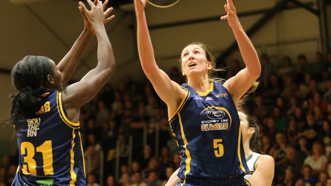 Sydney Uni Flames are on track to claim a drought-breaking WNBL title. Picture: Bob Barker.