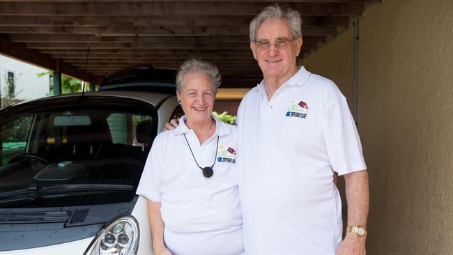 Mary Kenny and Hugh Thompson with their electric car. Photo: Dominika Lis