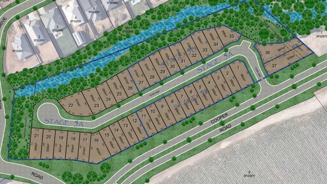 The lot plan for stage 5A and 5B of Kroydmans Rocky Creek development. Picture: Supplied