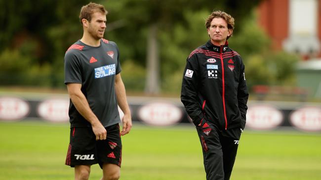 Crameri and former Essendon coach James Hird in 2013.