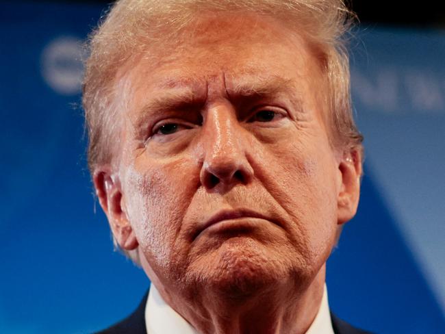 Former US President Donald Trump speaks to members of the media in the spin room following the second presidential debate at the Pennsylvania Convention Center in Philadelphia, Pennsylvania, US, on Tuesday, Sept. 10, 2024. Democrat Kamala Harris and Republican Donald Trump sparred through their first debate, with the former president often on the defensive over abortion rights, the January 6 insurrection and on foreign policy. Photographer: Hannah Beier/Bloomberg via Getty Images