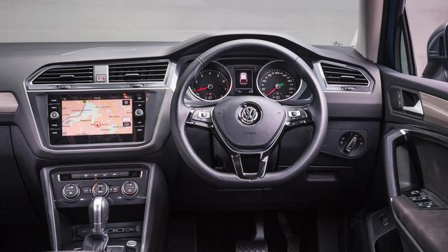 Volkswagen Tiguan Allspace has a quality cabin but is starting to feel a bit dated. (110TSI Comfortline shown) Photo: Thomas Wielecki