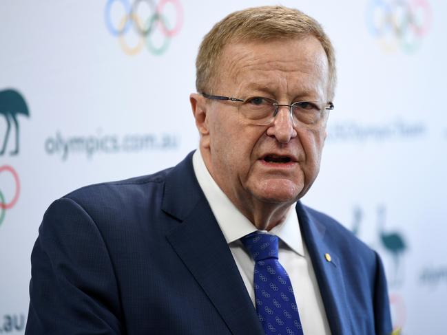 Australia Olympic Comittee (AOC) President John Coates speaks during the launch of Dean Barton-Smith's book 'Think Again' in Sydney, Wednesday, February 19, 2020. (AAP Image/Joel Carrett) NO ARCHIVING