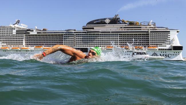 DOHA, QATAR - FEBRUARY 04: Kristof Rasovszky of Team Hungary competes in the Men's Open Water 10km on day three of the Doha 2024 World Aquatics Championships at Doha Port on February 04, 2024 in Doha, Qatar. (Photo by Adam Pretty/Getty Images)