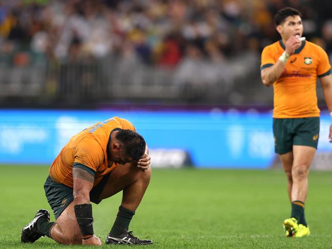 Wallabies captain Allan Alaalatoa copped a concussion. Picture: Paul Kane/Getty Images