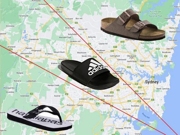 Map of Sydney's 'Birkenstock border'