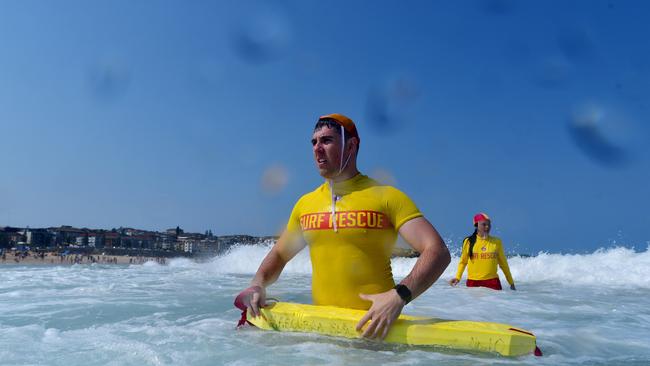 Surf Lifesaving volunteers Mathew Harper and Jasmine Georgas at Maroubra Beach, Sydney. Picture: Sam Mooy.