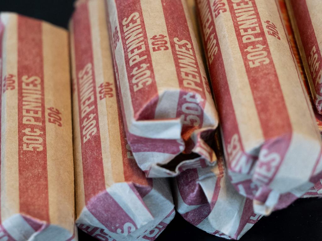 Rolls of US pennies were snapped in Washington, DC on February 10, the day US President Donald Trump announced production of the coin would stop. Picture: Saul Loeb/AFP