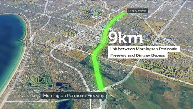 Where the Mordialloc Bypass will connect the Mornington Peninsula Freeway and Dingley Bypass. Picture: VicRoads