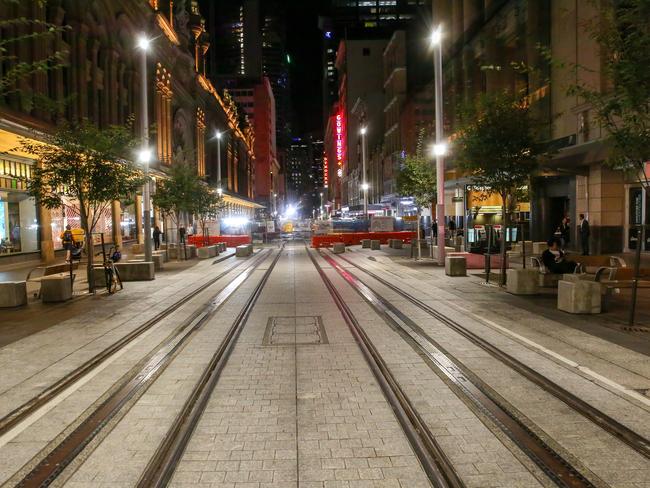 Hilton Hotel area of George St Sydney CBD Work on the light rail. No workers to be seen. Picture: Damian Hofman