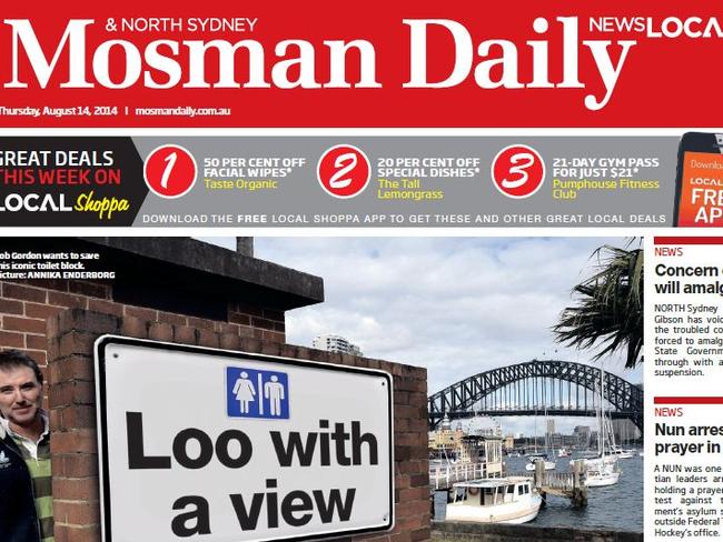 The front page of today’s Mosman Daily.