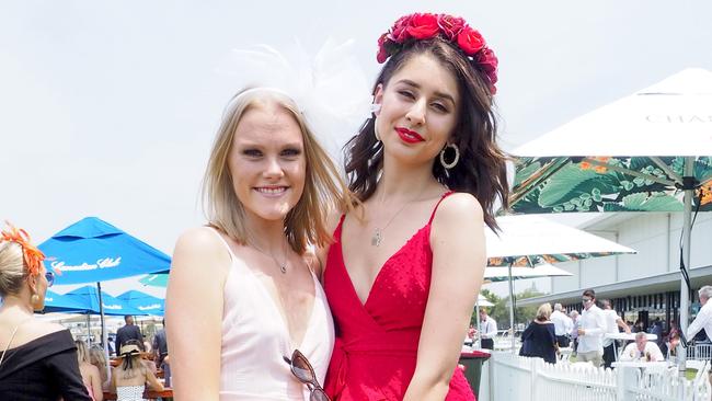 Katherine Grimmond, 18, and Vanessa Cavarretta, 21, enjoying the day at the Gold Coast Turf Club.