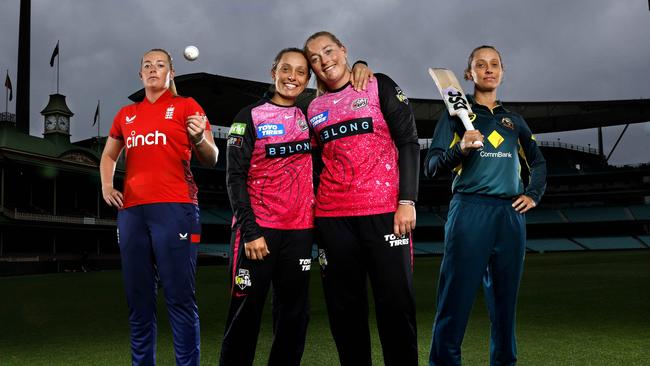 *FOR WEEKEND PAPERS* - Portrait of Sydney Sixers teammates and international cricketing rivals Ash Gardner and Sophie Ecclestone at the SCG. The Sixers play on Sunday November 11 at the SCG and on January 20 Australia will play England in an international T20 also at the Sydney Cricket Ground. Photo by Phil HillyardImage digitally altered. (Image Supplied for Editorial Use only - **NO ON SALES** - Â©Phil Hillyard )