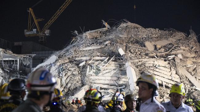 Collapsed construction building with rescue workers. Picture: Sirachai Arunrugstichai/Getty Images