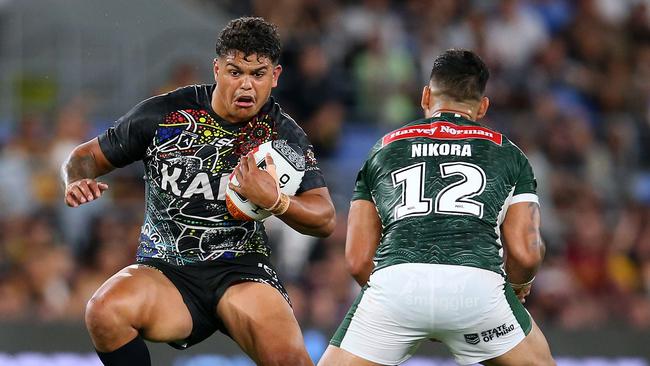 Latrell Mitchell showed enough for the Indigenous All Stars to show he can handle his new position. Picture: Jason McCawley/Getty Images