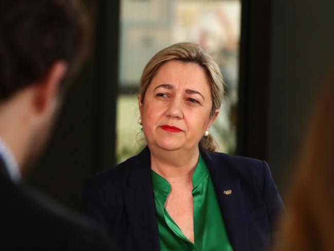 Queensland  Premier Annastacia Palaszczuk talking to local media after National Cabinet discussing how to reduce power bills Picture David Clark