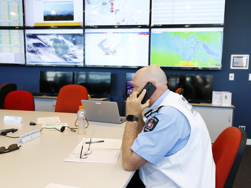 Pictured at Tasmania's TFS (Tasmanian Fire Service) Headquarters briefing the media about the upcoming fire conditions is one of the control rooms. PICTURE: MATT THOMPSON