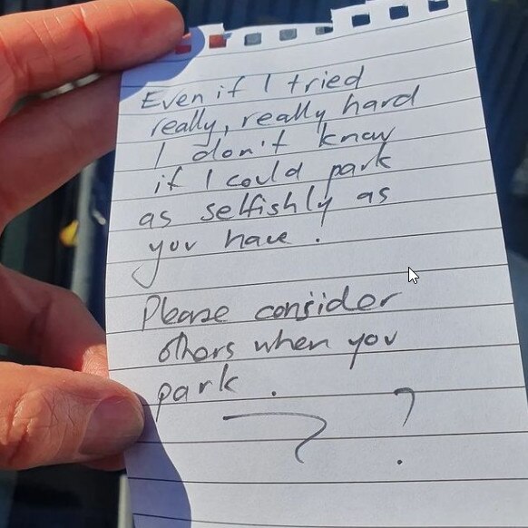 A nasty note left on a car windshield by Yumi Stynes spectacularly backfired when the radio host received a text containing a devastating explanation for why it was there.