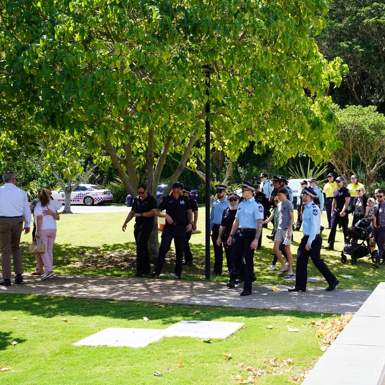 Local emergency services personnel gathered and shed tears at the park on Wednesday as they paid respects. Picture: Supplied