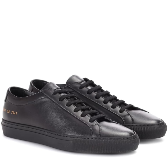 Black leather tennis shoes womens sale