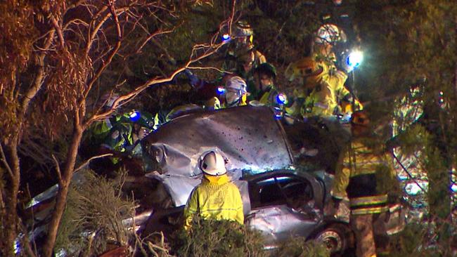 The scene of the fatal crash. Picture: Nine News.