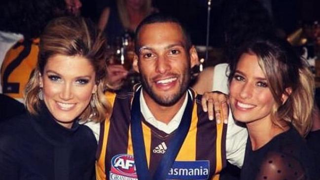 Josh Gibson with former girlfriend Renee Bargh and Delta Goodrem.