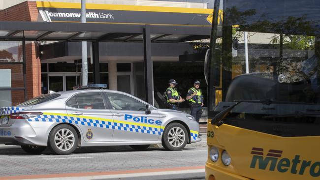 Rosny bus mall, Metro bus and Tasmania Police. Picture: Chris Kidd