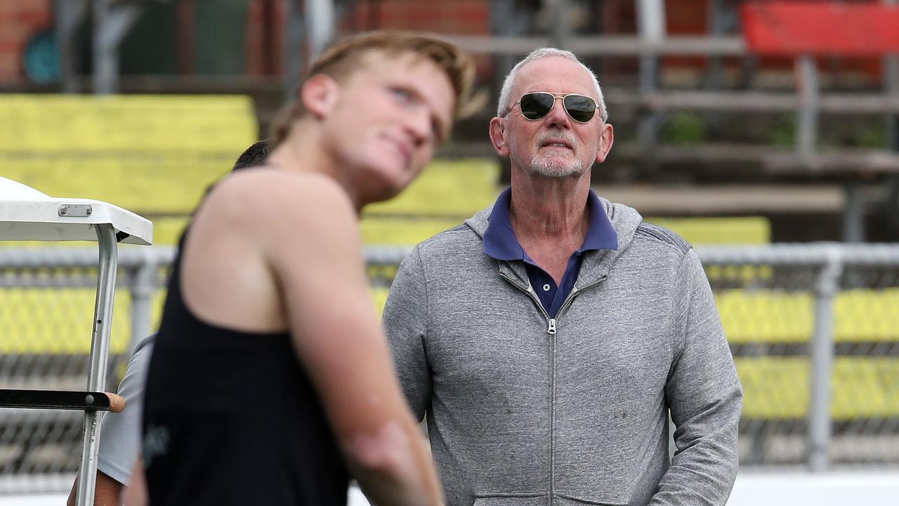 Robert Walls watches on at a Carlton training session. Picture: Michael Klein