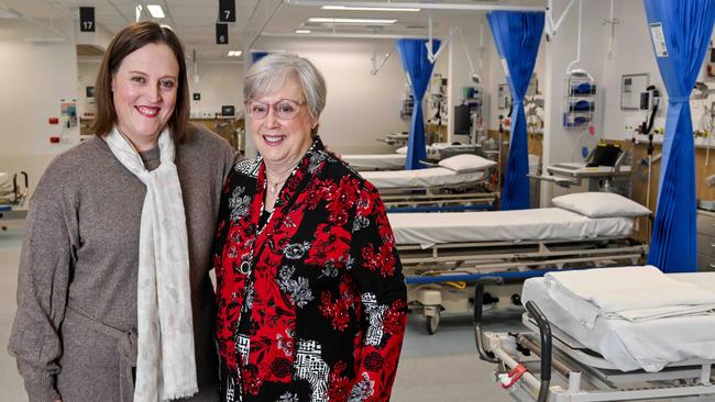 Nurse practitioners Libby Birchmore and her daughter Amanda Fitzgerald in the new five-storey, $314 million expansion of the QEH, featuring 52 new inpatient beds and 15 new ED beds. Picture: Brenton Edwards