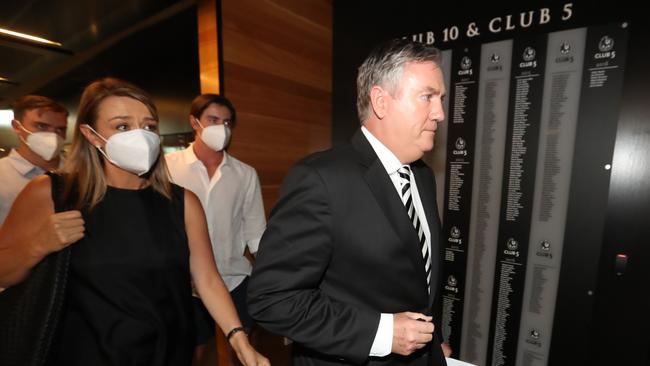 An emotional Collingwood President Eddie McGuire leaves Collingwood. Picture: Alex Coppel.