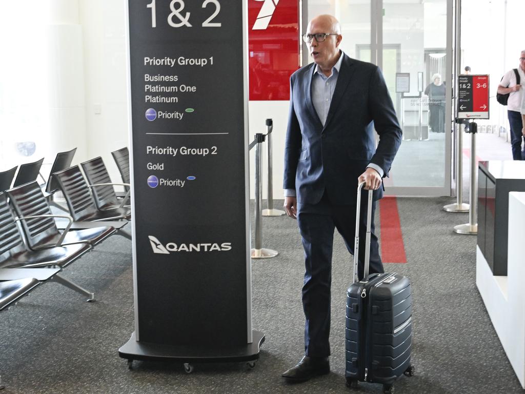 Peter Dutton returned to Canberra on Wednesday afternoon. Picture: NewsWire/ Martin Ollman