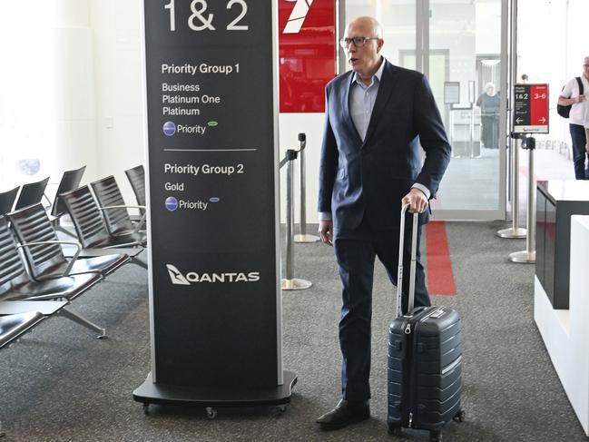 Peter Dutton returned to Canberra on Wednesday afternoon. Picture: NewsWire/ Martin Ollman