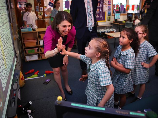 An end-of-school-year meet and greet for the NSW Premier with students at Toongabbie West Public. Picture. Phil Hillyard