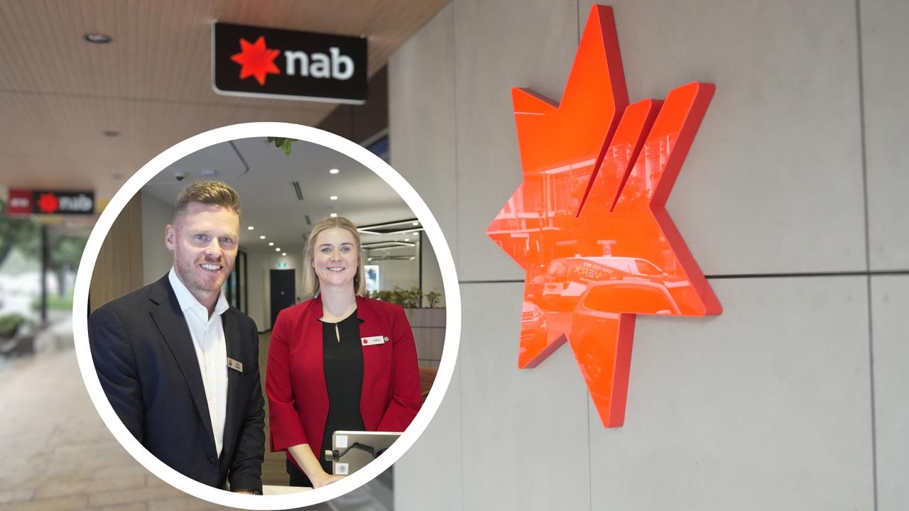At the launch of National Australia Bank's new $10m Toowoomba CBD branch are (from left) Chris Francis and Jordan Schwarz.